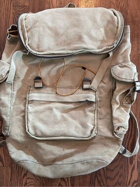 Vintage Army Surplus Canvas Roll-Top Backpack in Khaki - Durable Everyday Carry
